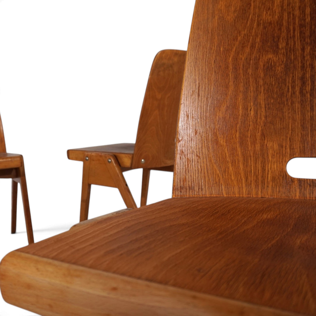 4er Set Esszimmerstühle Bauhaus inspiriert, stapelbar, 1950