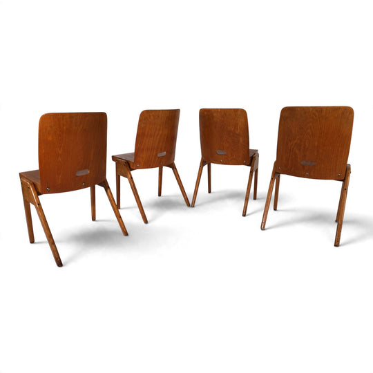 4er Set Esszimmerstühle Bauhaus inspiriert, stapelbar, 1950