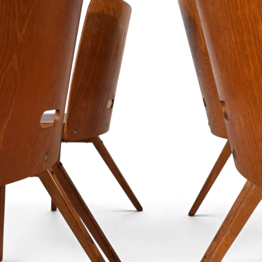 4er Set Esszimmerstühle Bauhaus inspiriert, stapelbar, 1950
