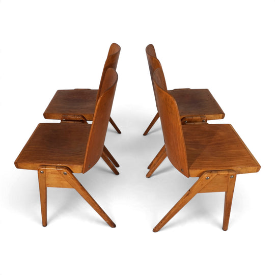 4er Set Esszimmerstühle Bauhaus inspiriert, stapelbar, 1950