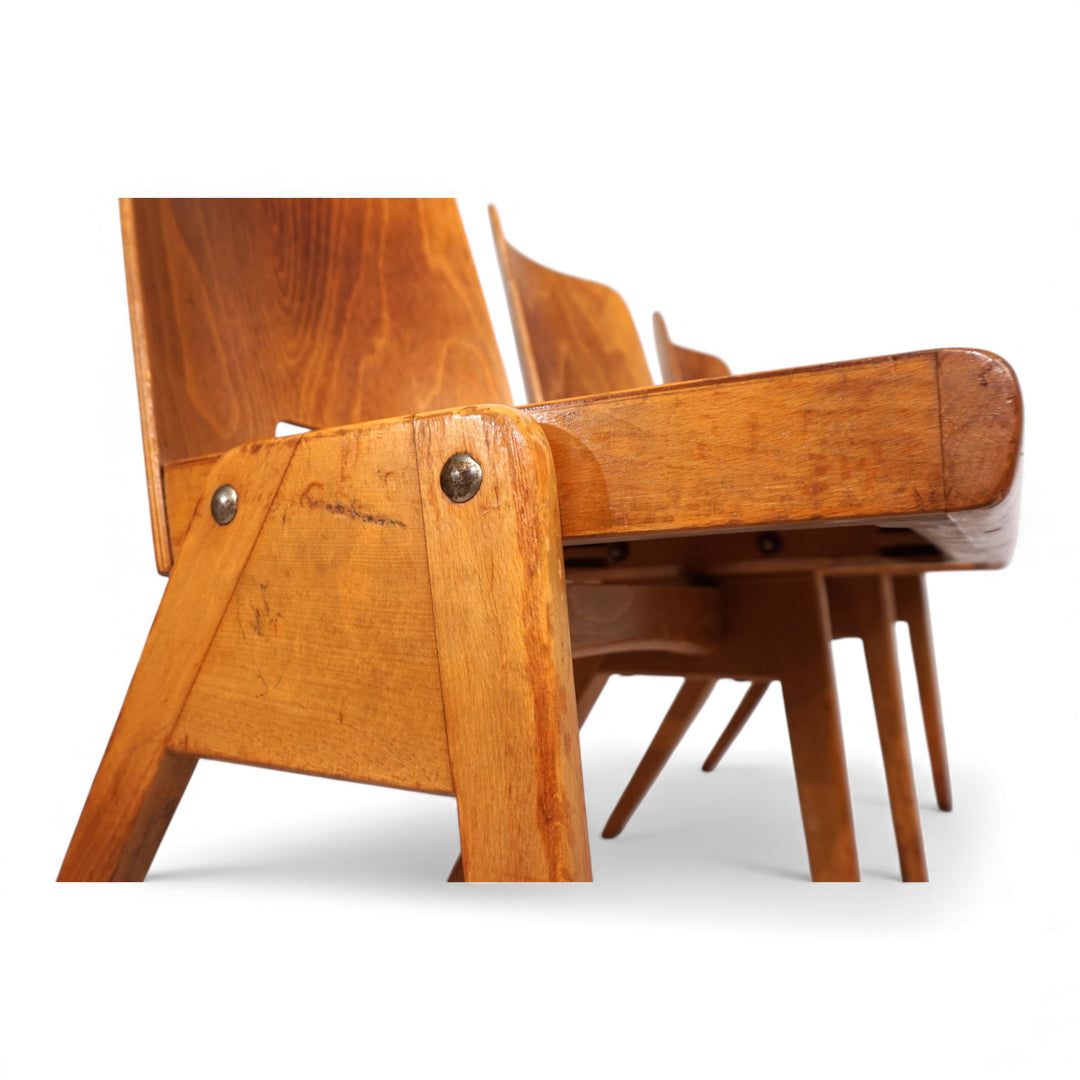 6er Set stapelbare Esszimmerstühle im Bauhausstil, 1960