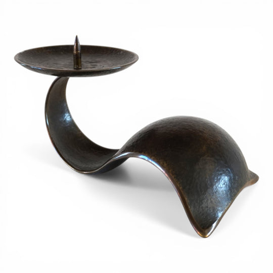 Skulpturaler Bronze Kerzenhalter Bauhaus von Benno Meyer, 1930