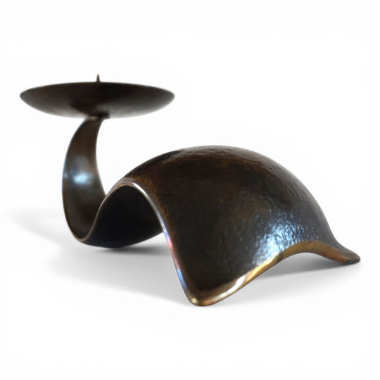 Skulpturaler Bronze Kerzenhalter Bauhaus von Benno Meyer, 1930