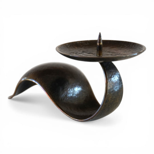 Skulpturaler Bronze Kerzenhalter Bauhaus von Benno Meyer, 1930
