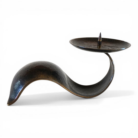 Skulpturaler Bronze Kerzenhalter Bauhaus von Benno Meyer, 1930
