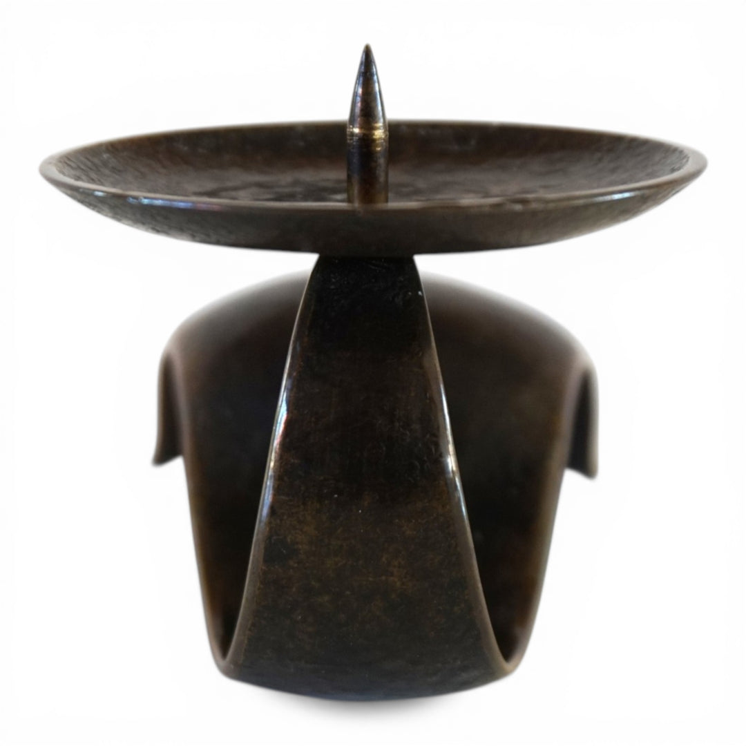 Skulpturaler Bronze Kerzenhalter Bauhaus von Benno Meyer, 1930