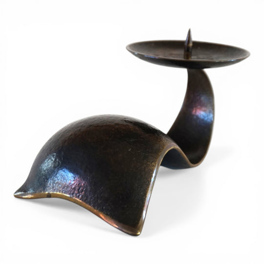 Skulpturaler Bronze Kerzenhalter Bauhaus von Benno Meyer, 1930