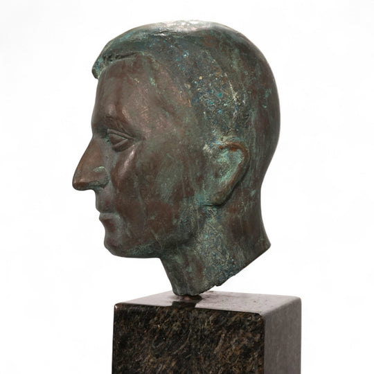 Skulptur Bronze Büsten Köpfe 2er Set auf Granitstelen von einem Schüler von Georg Kolbe, 1925