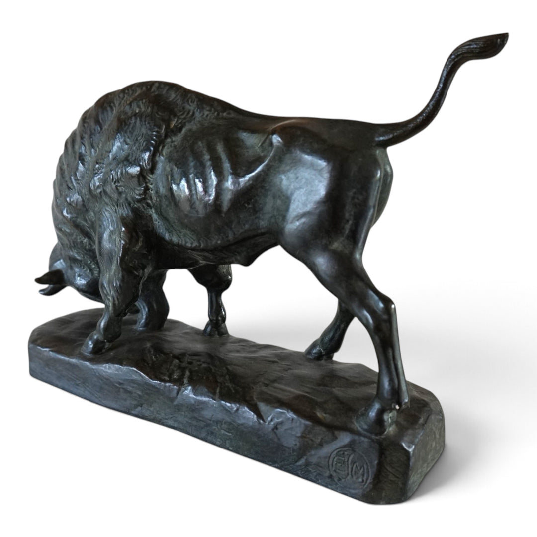 Ceramic Bull Sculpture by EJM, Germany, 1930