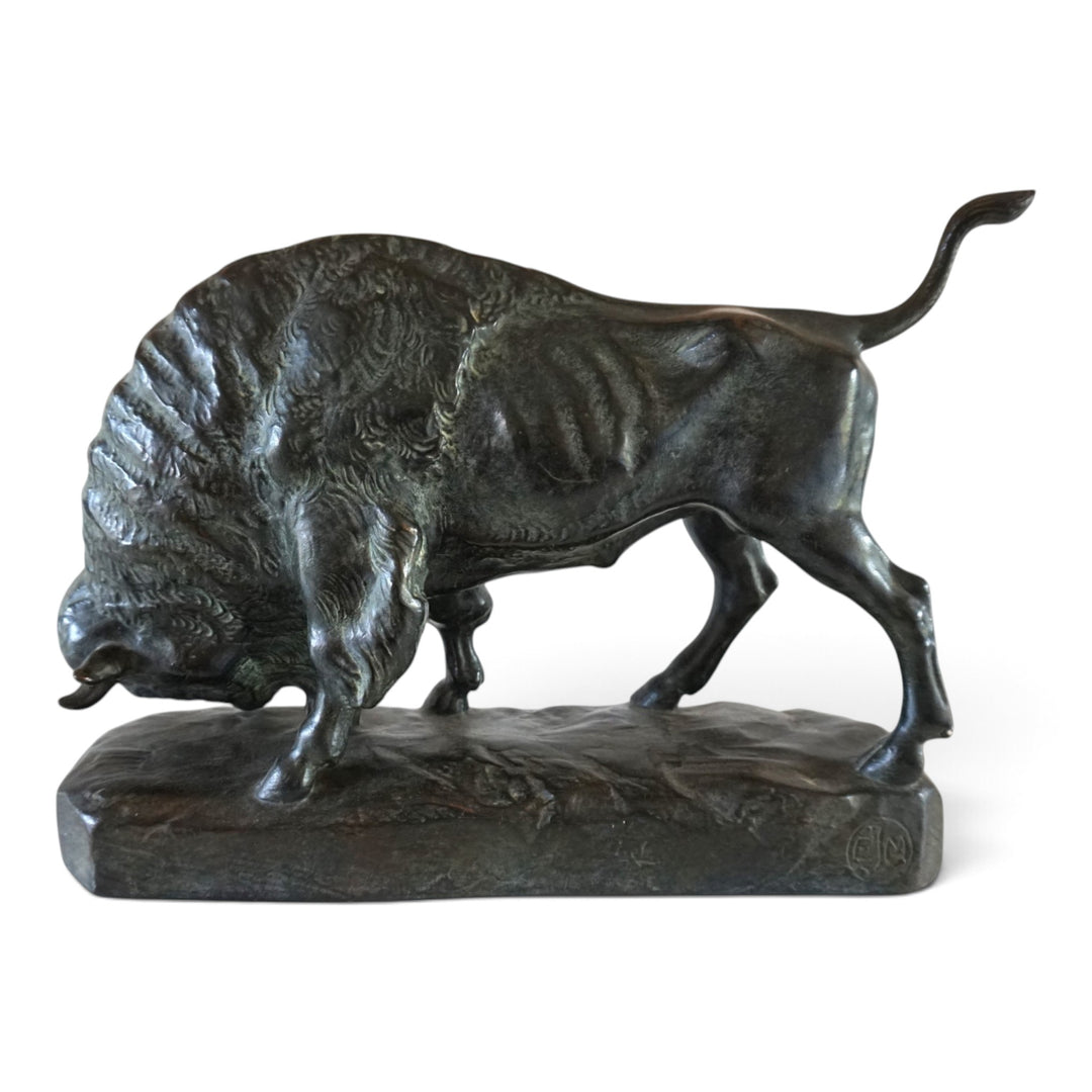 Ceramic Bull Sculpture by EJM, Germany, 1930