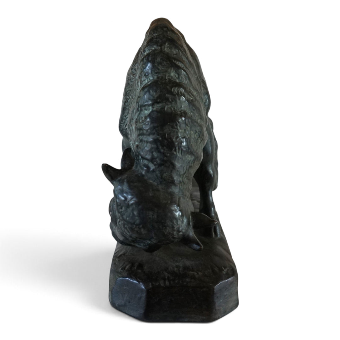 Ceramic Bull Sculpture by EJM, Germany, 1930