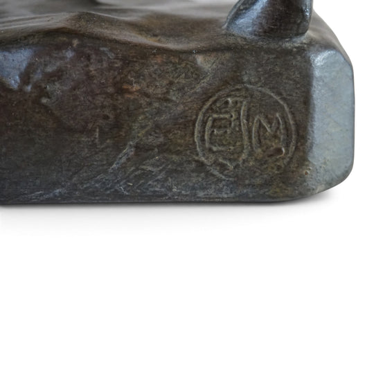Ceramic Bull Sculpture by EJM, Germany, 1930