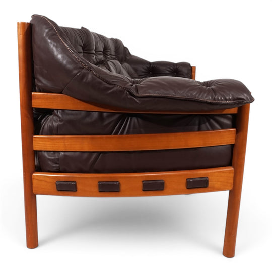 Coja Living Room Set by Sven Ellekaer – 3-Seater Sofa and 2 Lounge Chairs in Brown Leather, 1960