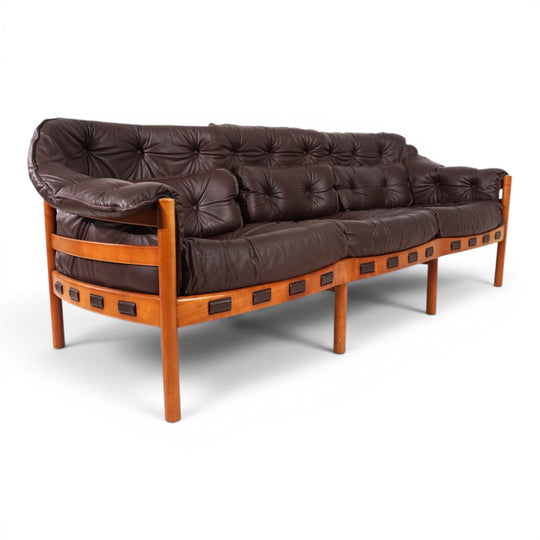 Coja Living Room Set by Sven Ellekaer – 3-Seater Sofa and 2 Lounge Chairs in Brown Leather, 1960