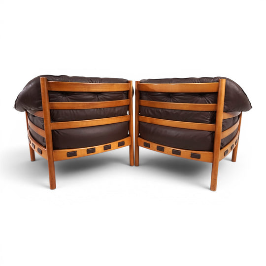 Coja Living Room Set by Sven Ellekaer – 3-Seater Sofa and 2 Lounge Chairs in Brown Leather, 1960