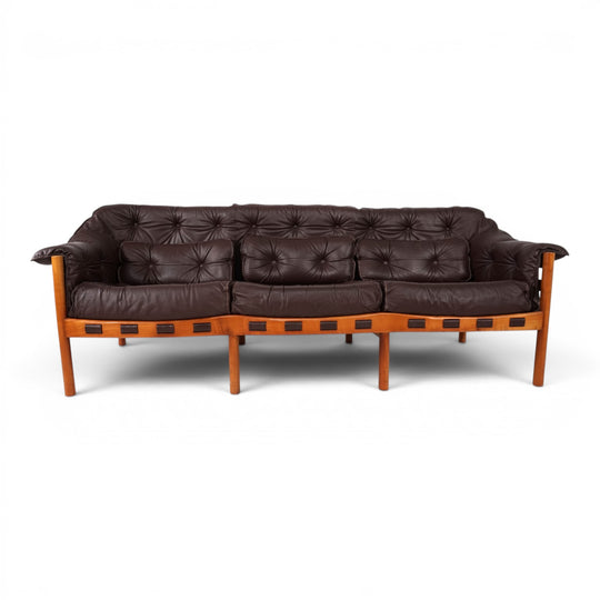 Coja Living Room Set by Sven Ellekaer – 3-Seater Sofa and 2 Lounge Chairs in Brown Leather, 1960