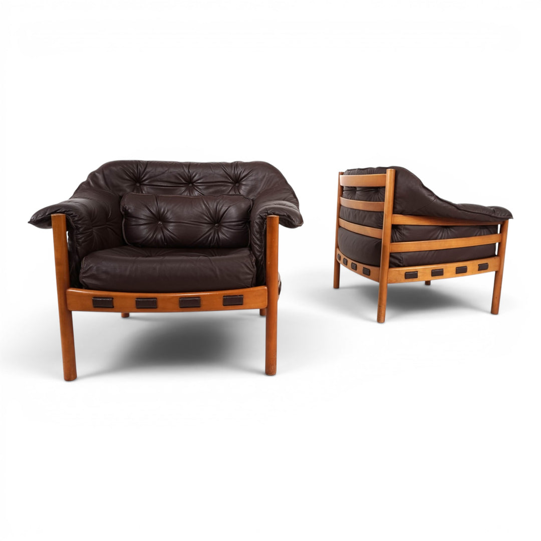 Coja Living Room Set by Sven Ellekaer – 3-Seater Sofa and 2 Lounge Chairs in Brown Leather, 1960
