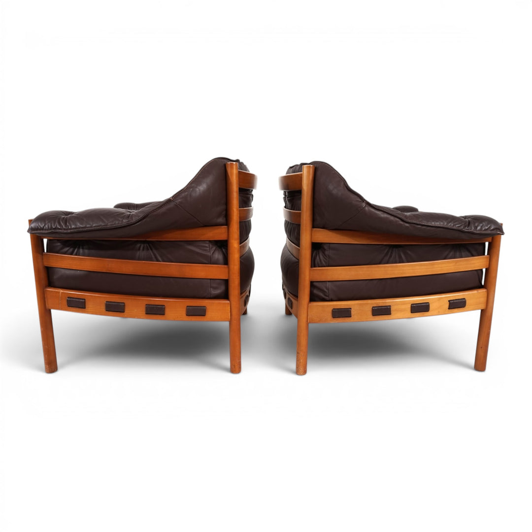 Coja Living Room Set by Sven Ellekaer – 3-Seater Sofa and 2 Lounge Chairs in Brown Leather, 1960