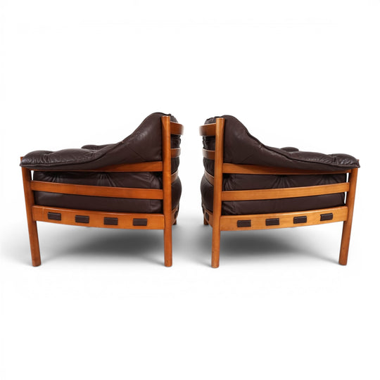 Coja Living Room Set by Sven Ellekaer – 3-Seater Sofa and 2 Lounge Chairs in Brown Leather, 1960