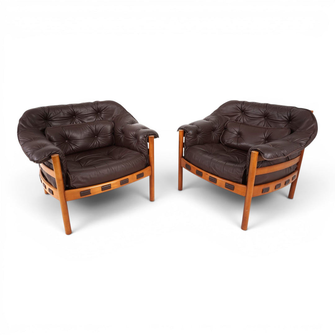 Paar Coja Leder Lounge Sessel von Sven Ellekaer, 1960