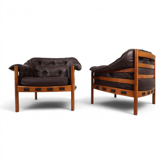 Paar Coja Leder Lounge Sessel von Sven Ellekaer, 1960
