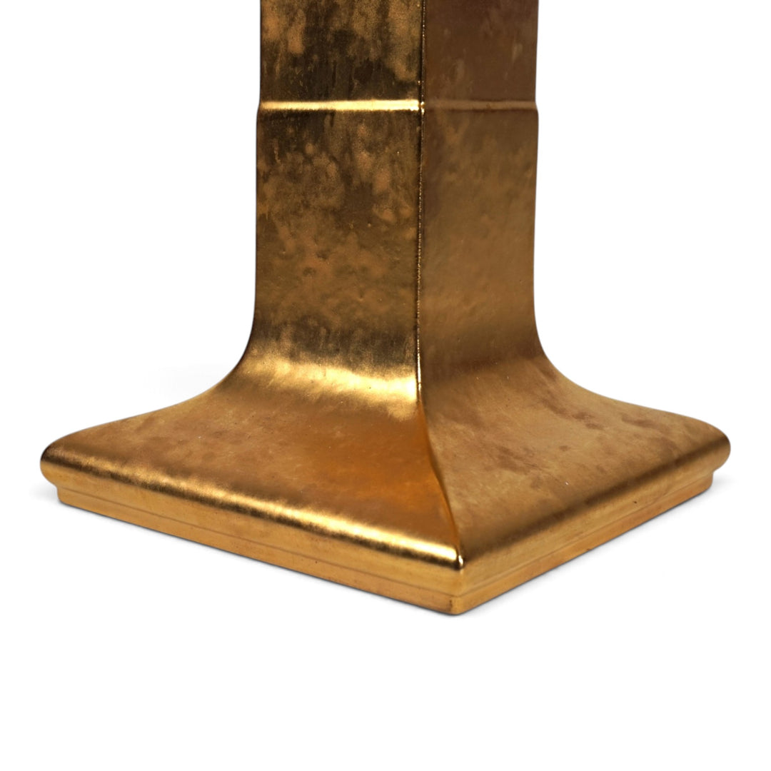 De Knudt Tischlampe mit vergoldetem Keramikfuß und Leinenschirm, 1970