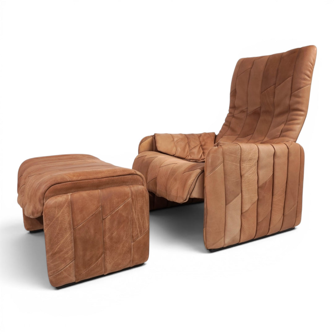 De Sede Ds 50 Büffelleder Patchwork Loungesessel mit Ottoman, 1970