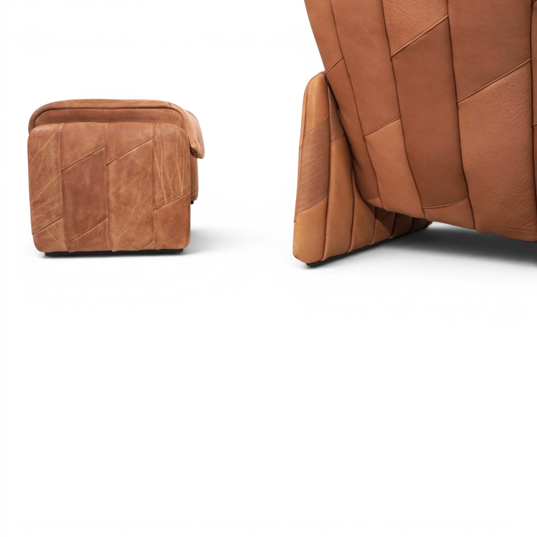 De Sede Ds 50 Büffelleder Patchwork Loungesessel mit Ottoman, 1970
