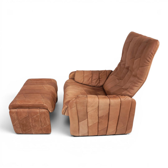 De Sede Ds 50 Büffelleder Patchwork Loungesessel mit Ottoman, 1970