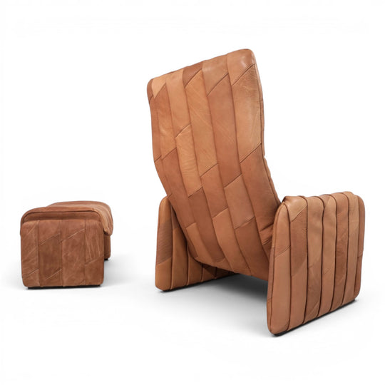De Sede Ds 50 Büffelleder Patchwork Loungesessel mit Ottoman, 1970