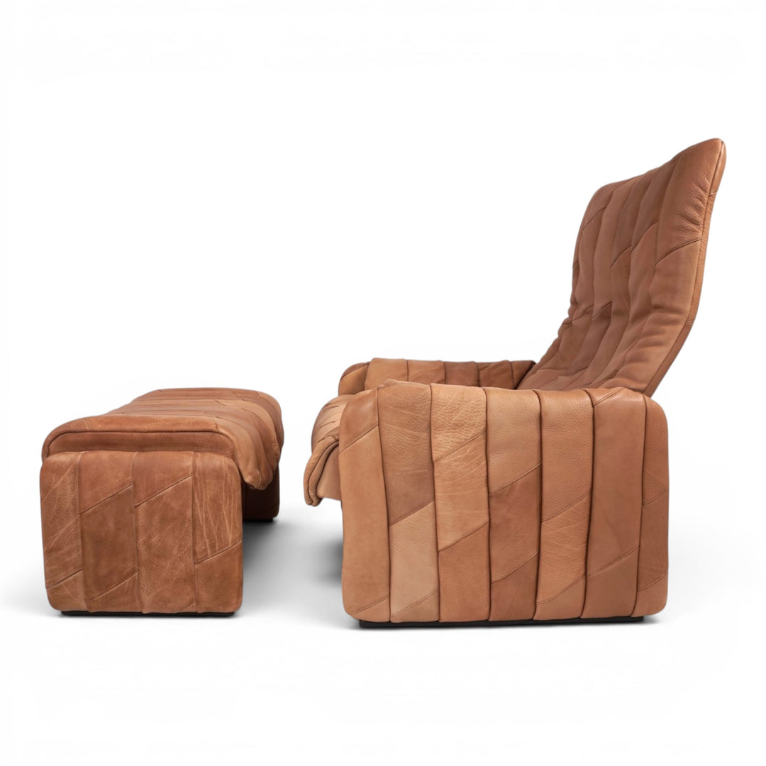 De Sede Ds 50 Büffelleder Patchwork Loungesessel mit Ottoman, 1970
