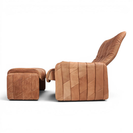 De Sede Ds 50 Büffelleder Patchwork Loungesessel mit Ottoman, 1970