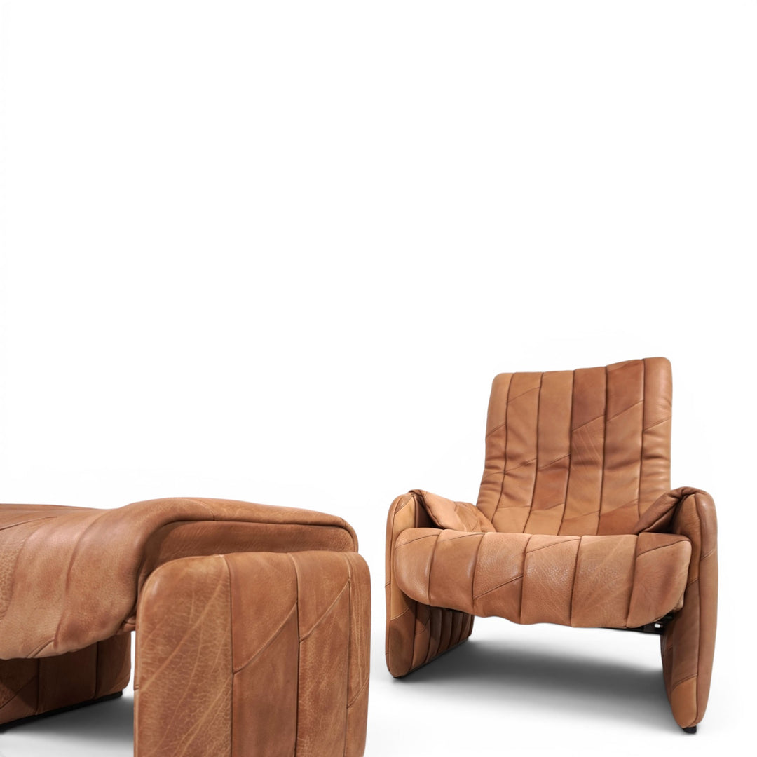 De Sede Ds 50 Büffelleder Patchwork Loungesessel mit Ottoman, 1970
