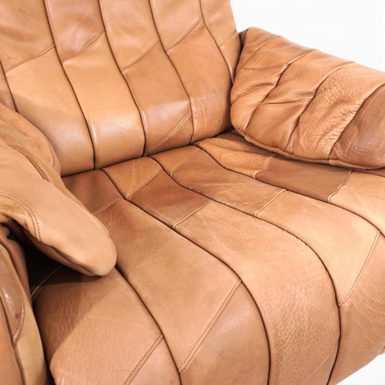 De Sede Ds 50 Büffelleder Patchwork Loungesessel mit Ottoman, 1970