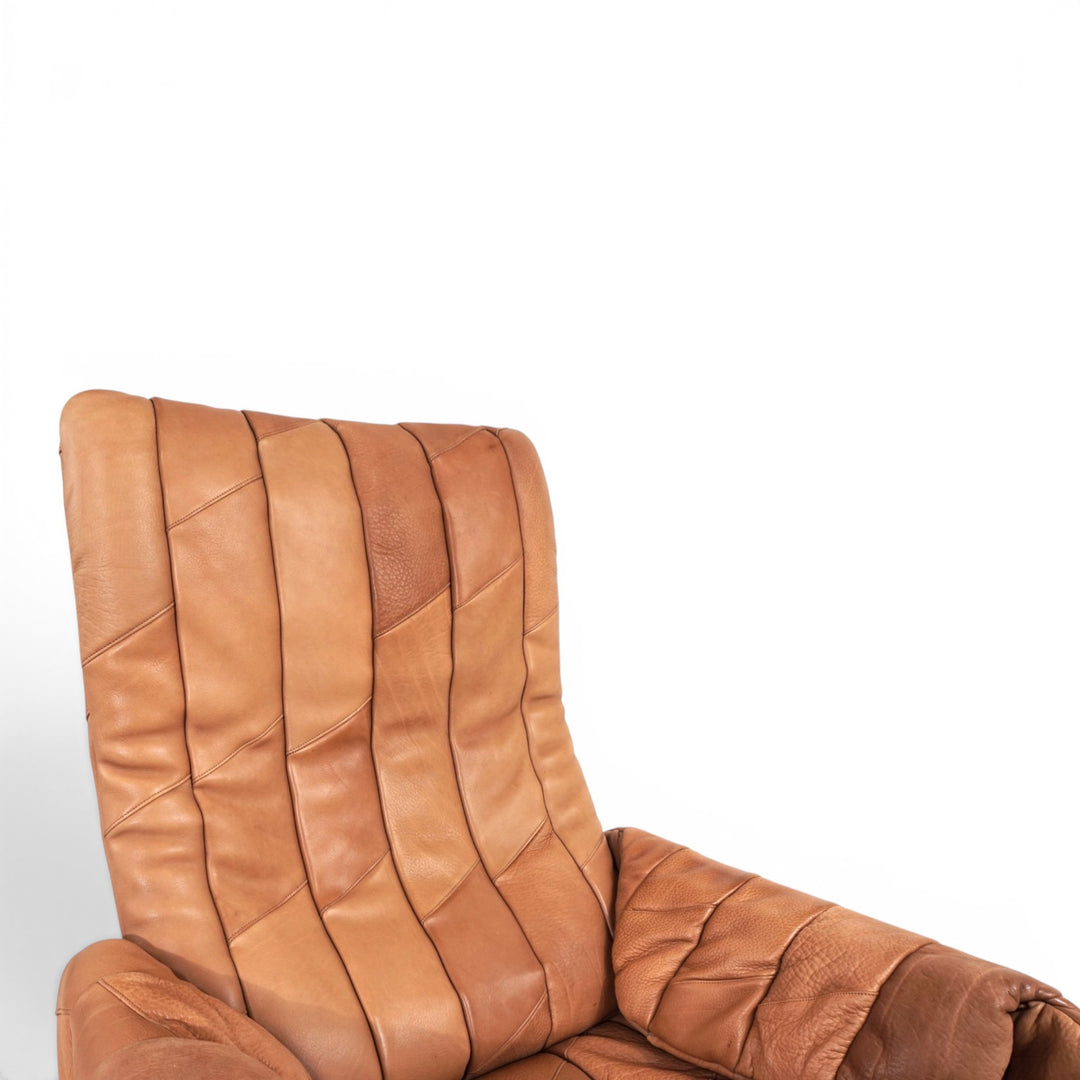 De Sede Ds 50 Büffelleder Patchwork Loungesessel mit Ottoman, 1970