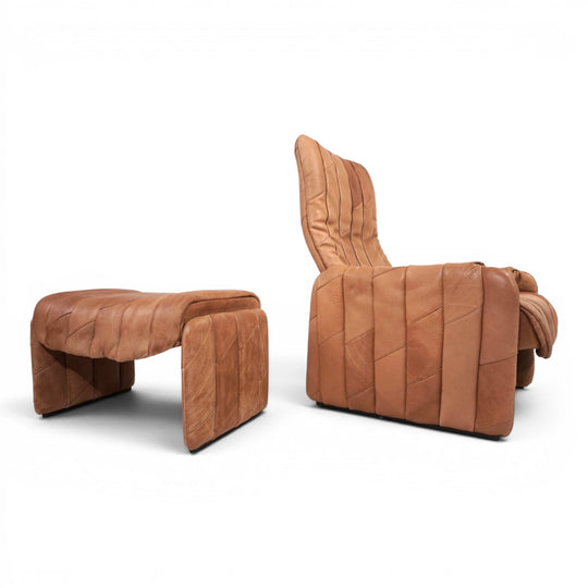 De Sede Ds 50 Büffelleder Patchwork Loungesessel mit Ottoman, 1970