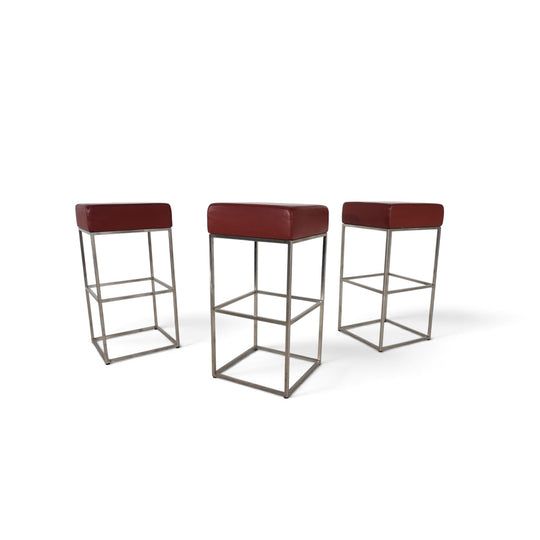 De Sede set of 3 DS 218/55 leather bar stools by Paolo Piva, 2000