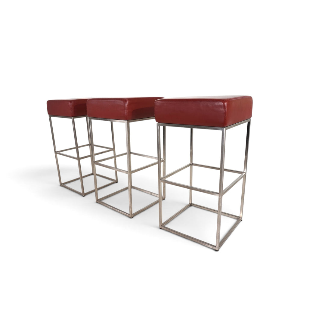 De Sede set of 3 DS 218/55 leather bar stools by Paolo Piva, 2000