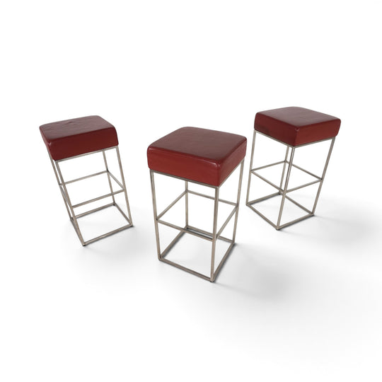De Sede set of 3 DS 218/55 leather bar stools by Paolo Piva, 2000