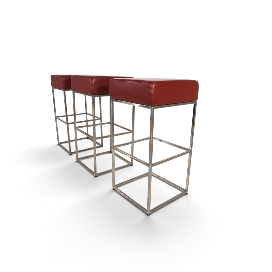De Sede set of 3 DS 218/55 leather bar stools by Paolo Piva, 2000