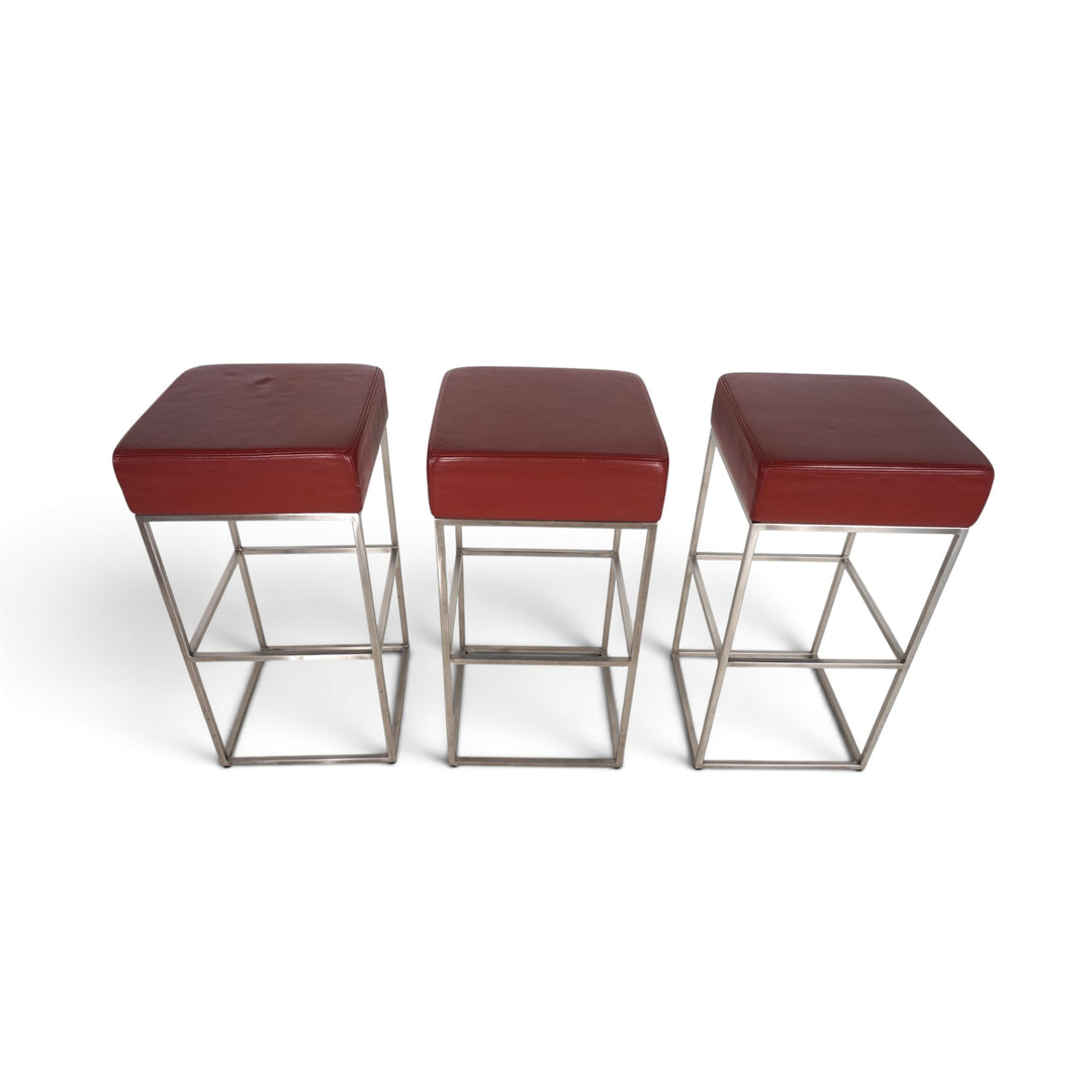 De Sede set of 3 DS 218/55 leather bar stools by Paolo Piva, 2000