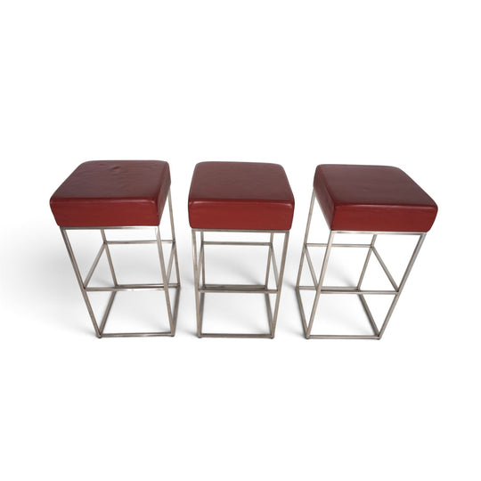 De Sede set of 3 DS 218/55 leather bar stools by Paolo Piva, 2000