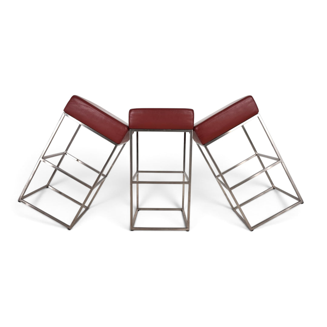De Sede set of 3 DS 218/55 leather bar stools by Paolo Piva, 2000