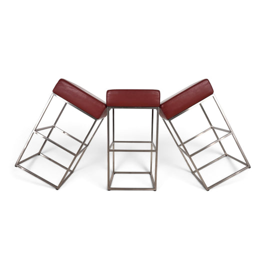 De Sede set of 3 DS 218/55 leather bar stools by Paolo Piva, 2000