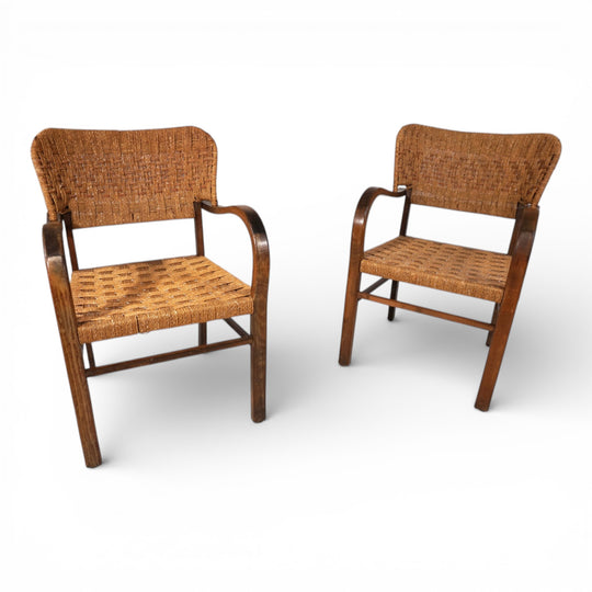 2er Set Bauhaus Seilgeflecht  Stühle von Erich Dieckmann, 1930