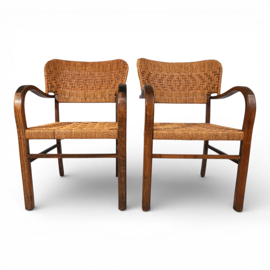 2er Set Bauhaus Seilgeflecht  Stühle von Erich Dieckmann, 1930