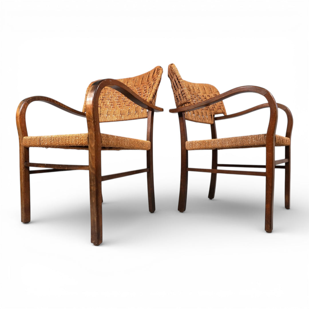 2er Set Bauhaus Seilgeflecht  Stühle von Erich Dieckmann, 1930