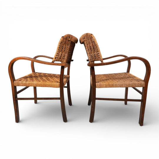 2er Set Bauhaus Seilgeflecht  Stühle von Erich Dieckmann, 1930