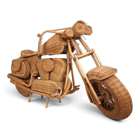 Tom Dixon zugeschriebene Harley-Davidson Motorradskulptur für Habitat aus Rattan, 1990