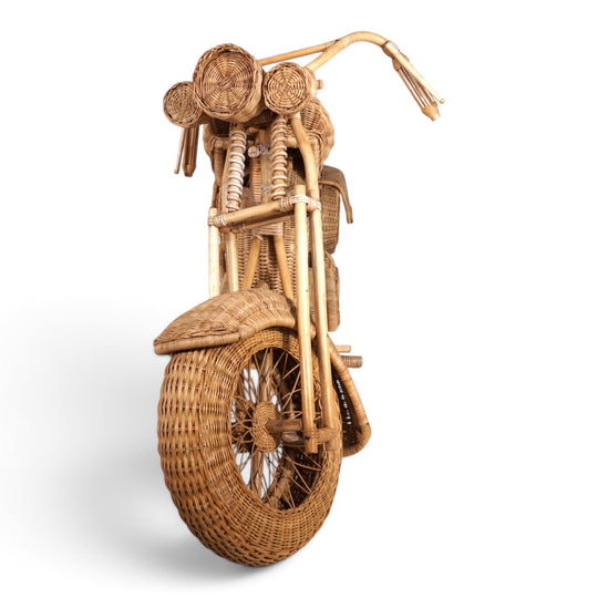 Tom Dixon zugeschriebene Harley-Davidson Motorradskulptur für Habitat aus Rattan, 1990